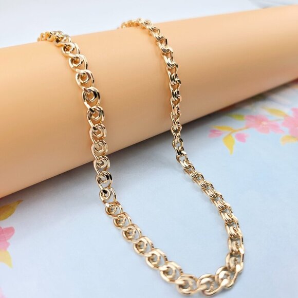 Polished Rose Gold Round Curb Chain Necklace, 19.7 Inch Unisex, XPNL0087 - Picture 6 of 12